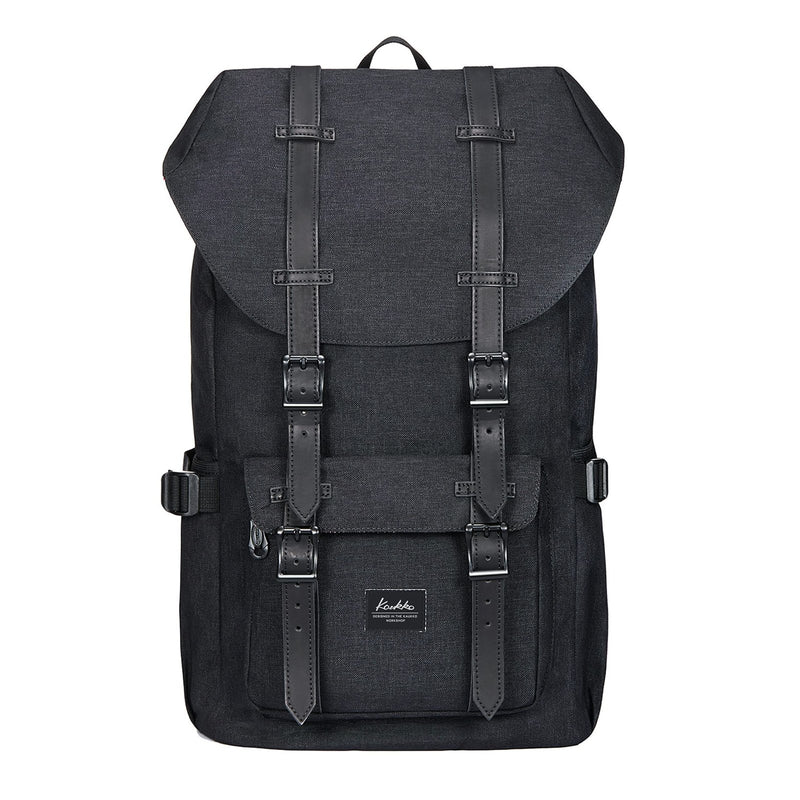 KAUKKO Travel Laptop Backpack, Outdoor Rucksack, School backpack Fits 15.6(Linen Black)