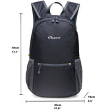 KAUKKO Ultra Lightweight Packable Backpack, Water Resistant Travel Hiking Shoulder Bag,Small Sport Daypack, Handy Foldable Camping Outdoor Backpack (01BLACK)