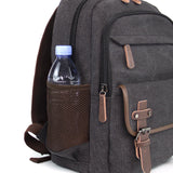 KAUKKO Vintage Canvas Backpack - Large Capacity, Multi - Functional Durable Outdoor Rucksack S28 - BLACK, 24.3L