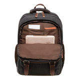KAUKKO Vintage Canvas Backpack - Large Capacity, Multi - Functional Durable Outdoor Rucksack S28 - BLACK, 24.3L