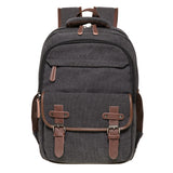 KAUKKO Vintage Canvas Backpack-Large Capacity, Multi-Functional Durable Outdoor Rucksack S28-BLACK, 24.3L
