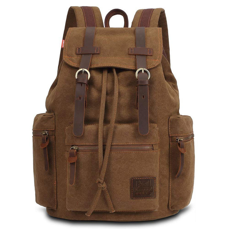 KAUKKO Vintage Casual Canvas and Leather Rucksack Backpack