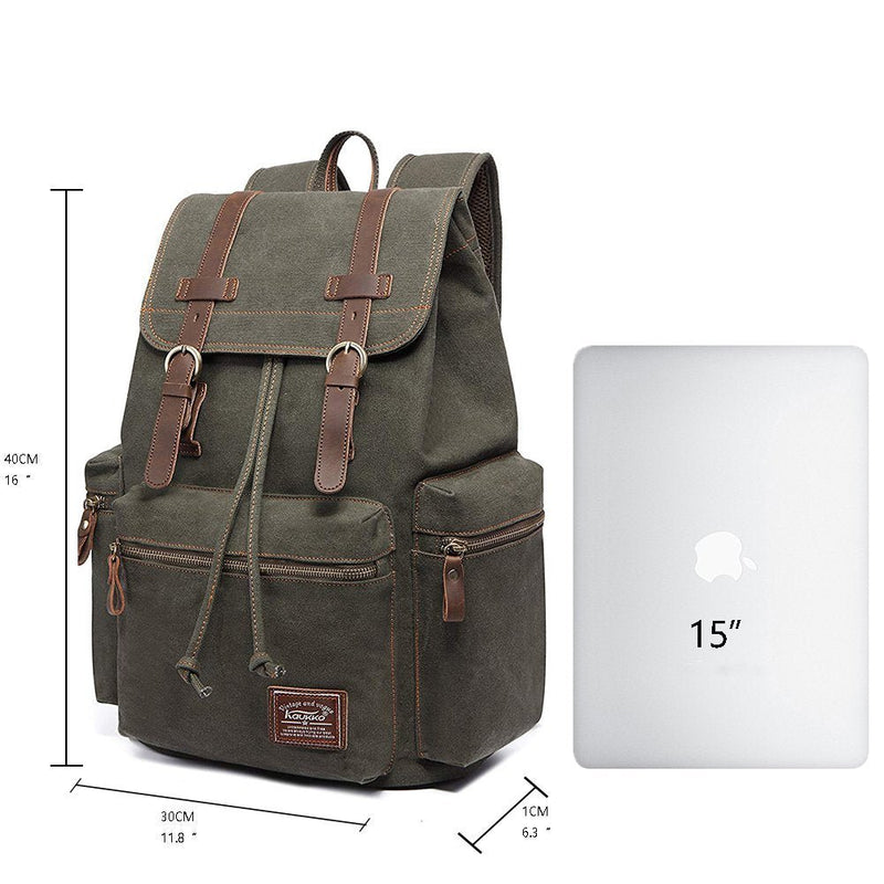 KAUKKO Vintage Casual Canvas and Leather Rucksack Backpack
