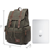 KAUKKO Vintage Casual Canvas and Leather Rucksack Backpack