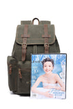KAUKKO Vintage Casual Canvas and Leather Rucksack Backpack