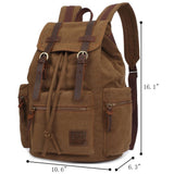 KAUKKO Vintage Casual Canvas and Leather Rucksack Backpack