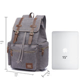 KAUKKO Vintage Casual Canvas and Leather Rucksack Backpack