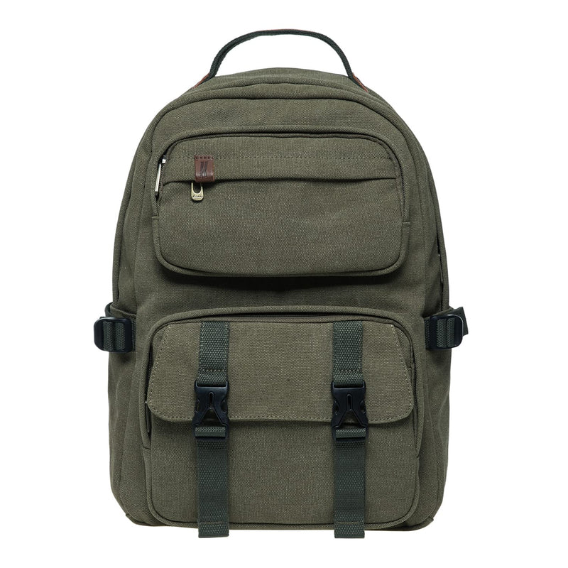 KAUKKO Vintage Casual polyster and Leather Rucksack Backpack(20 - 2 - ARMYGREEN)