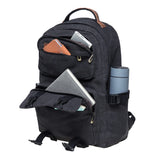 KAUKKO Vintage Casual polyster and Leather Rucksack Backpack(20 - 2 - BLACK)