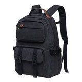 KAUKKO Vintage Casual polyster and Leather Rucksack Backpack(20 - 2 - BLACK)