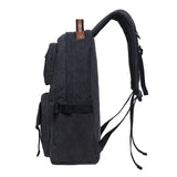 KAUKKO Vintage Casual polyster and Leather Rucksack Backpack(20 - 2 - BLACK)