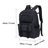 KAUKKO Vintage Casual polyster and Leather Rucksack Backpack(20 - 2 - BLACK)