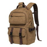 KAUKKO Vintage Casual polyster and Leather Rucksack Backpack(20 - 2 - KHAKI)