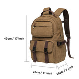 KAUKKO Vintage Casual polyster and Leather Rucksack Backpack(20 - 2 - KHAKI)