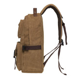 KAUKKO Vintage Casual polyster and Leather Rucksack Backpack(20 - 2 - KHAKI)