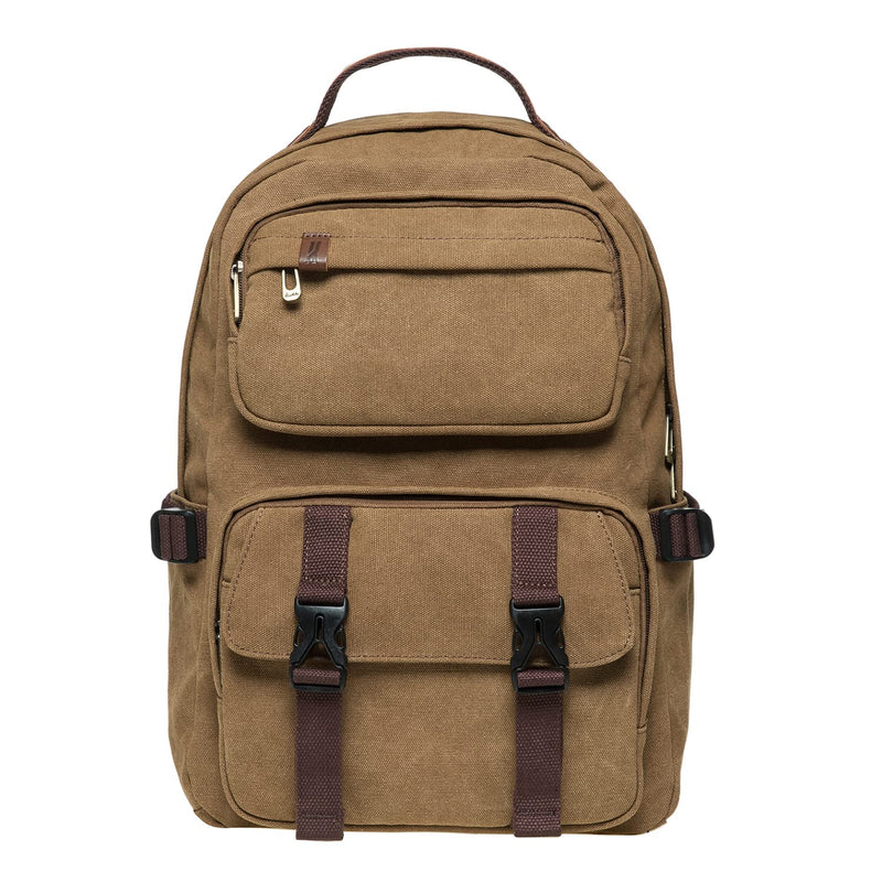 KAUKKO Vintage Casual polyster and Leather Rucksack Backpack(20 - 2 - KHAKI)