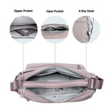 KAUKKO Women Crossbody Bag Handbag Lightweight Shoulder Purse Nylon Multi Pocket Crossbody Bag Ladies Travel Handbag PINK,5.2L