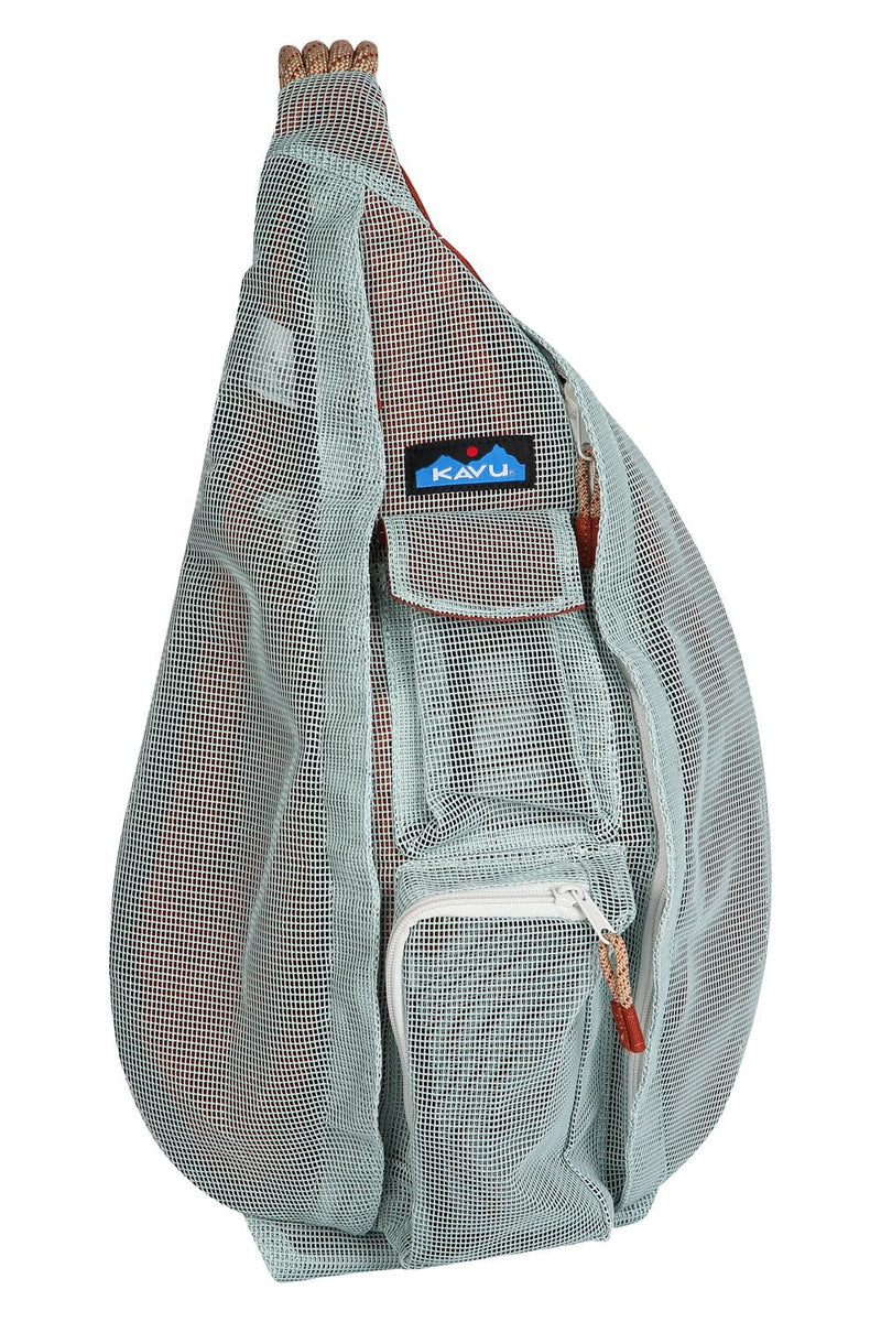 KAVU Beach Rope Bag Mesh Crossbody Sling Backpack - Cool Aqua