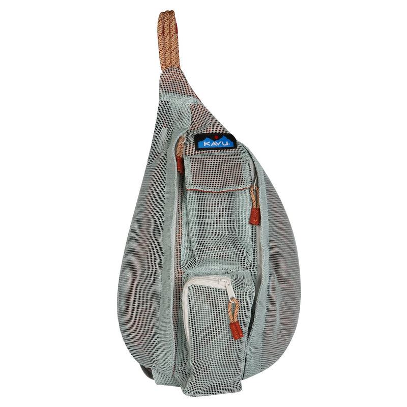 KAVU Mini Beach Rope Bag Mesh Crossbody Sling Backpack - Cool Aqua