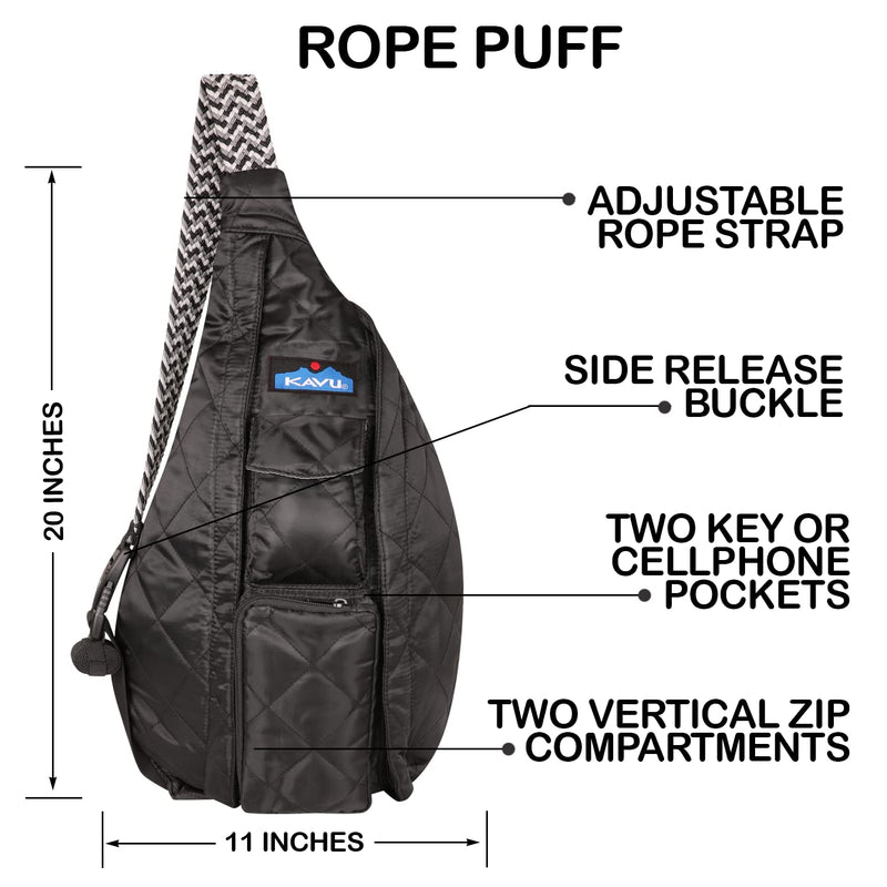 KAVU Original Rope Puff Diamond Quilted Mini Sling Pack, Black