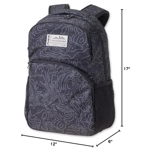 KAVU Packwood Backpack with Padded Laptop and Tablet Sleeve, Black Topo