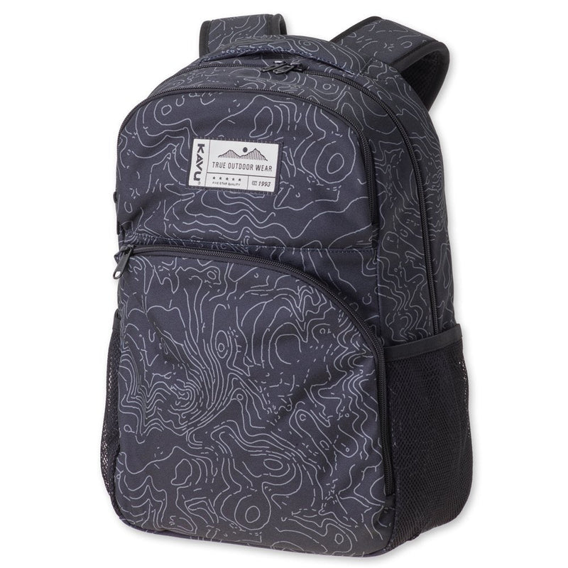 KAVU Packwood Backpack with Padded Laptop and Tablet Sleeve, Black Topo