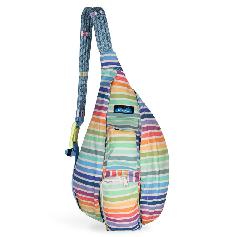 KAVU Slingback Pack with Adjustable Rope Shoulder Strap, Rainbow Stripe