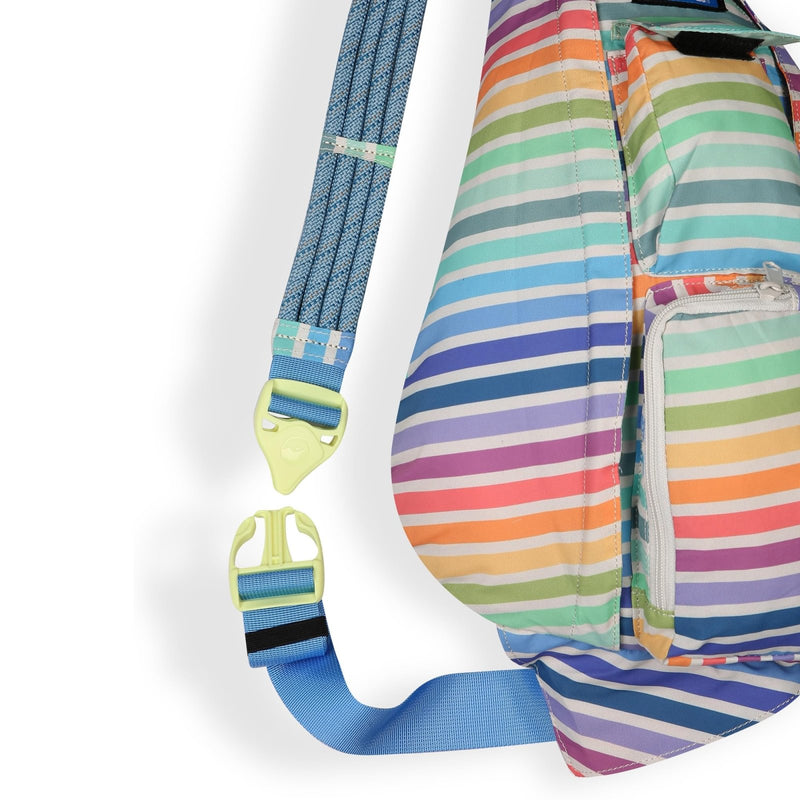 KAVU Slingback Pack with Adjustable Rope Shoulder Strap, Rainbow Stripe