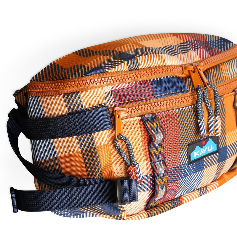 KAVU Washtucna Belt Bag Fanny Pack With Detachable Beverage Cooler - Cabin Plaid