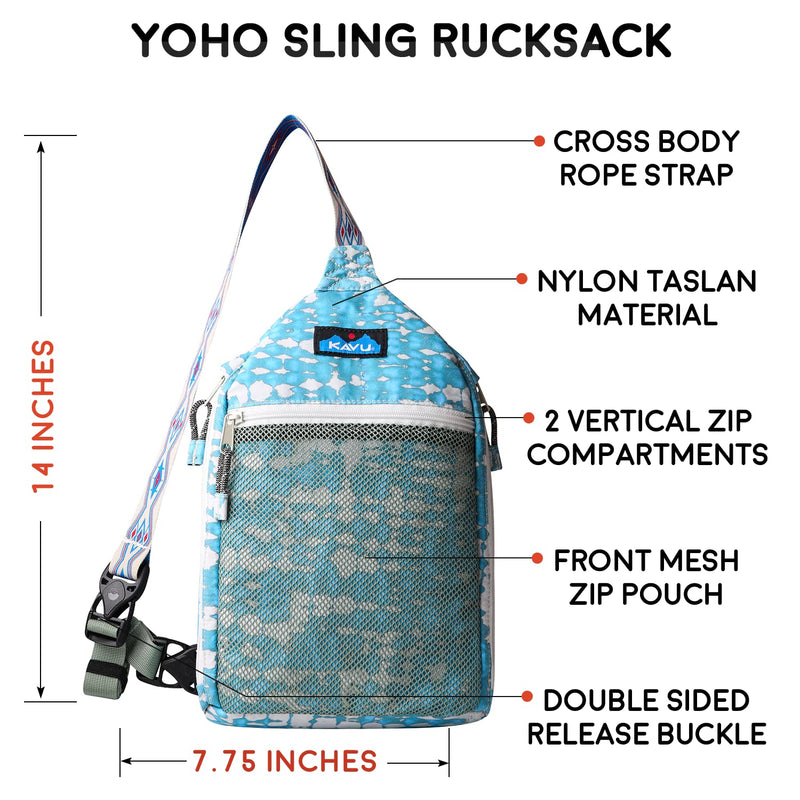 KAVU Yoho Sling Rucksack Semi Padded Water Resistant Double Sided Mini Backpack - Ripple Tie Dye