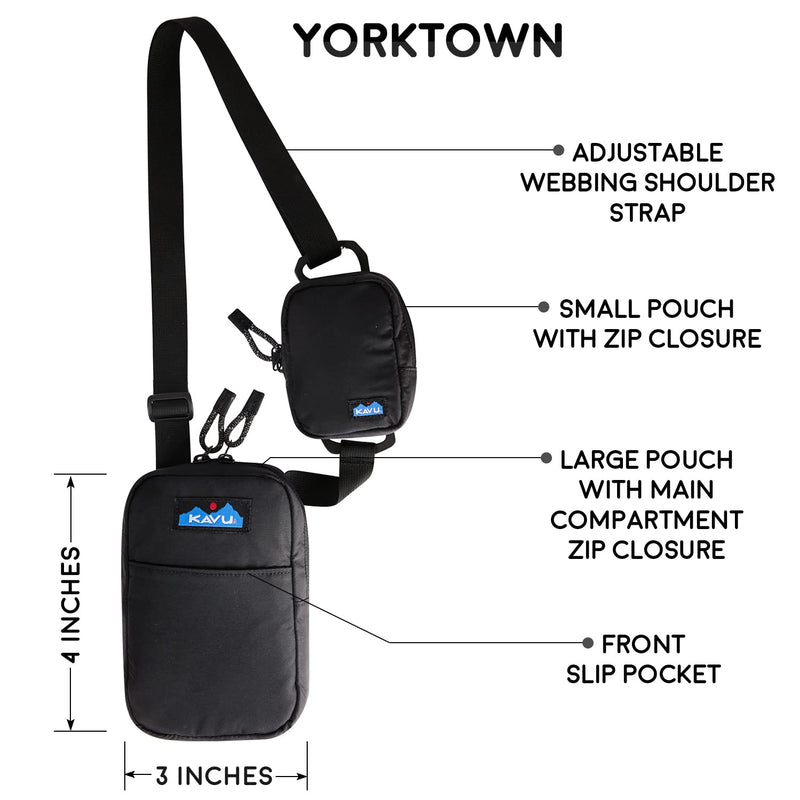 KAVU Yorktown 2 N 1 Crossbody Pack Modular Lightweight Bag - Blackout