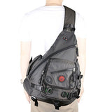 Kawei Knight Large Sling Bag Laptop Backpack Cross Body Messenger Bag Shoulder Travel Rucksack (A-Black)