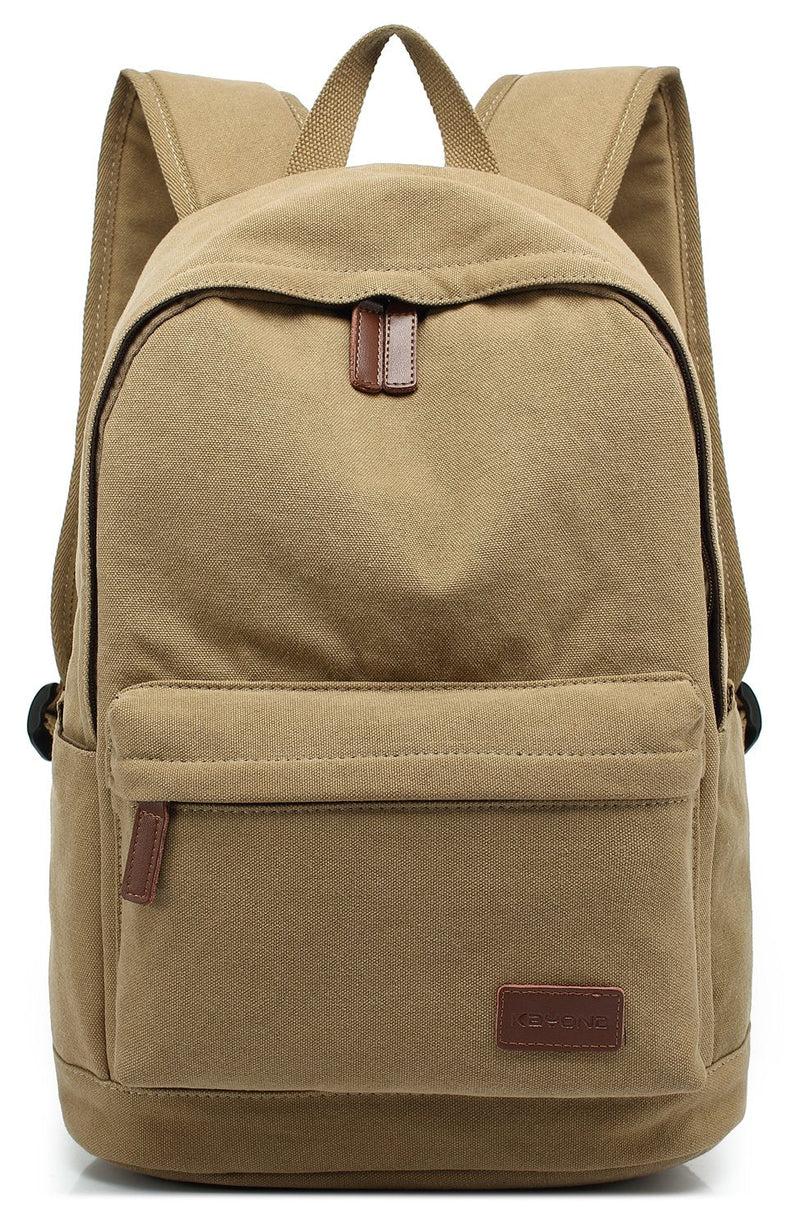 kayond Casual Style Lightweight canvas Laptop Bag/Durable Travel backpacks/Rucksack for Men&Women/Fashion Backpack Fits 15 inch Notebook (Khaki)