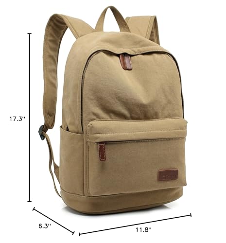 kayond Casual Style Lightweight canvas Laptop Bag/Durable Travel backpacks/Rucksack for Men&Women/Fashion Backpack Fits 15 inch Notebook (Khaki)