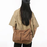 KBTYE Canvas Messenger Bag Cute Crossbody Tote Bag Shoulder for Women Men for School Aesthetic Hobo with Multiple Pockets(Brown)