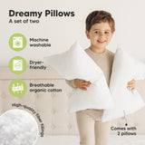 KeaBabies 2 - Pack Toddler Pillows 2 Year Old to 5 - 13x18 Soft Organic Cotton Kids Pillow for Sleeping, Travel, School, Daycare, Nap, Toddler Bed, Machine Washable, Without Pillowcase (Soft White)