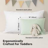 KeaBabies 2 - Pack Toddler Pillows 2 Year Old to 5 - 13x18 Soft Organic Cotton Kids Pillow for Sleeping, Travel, School, Daycare, Nap, Toddler Bed, Machine Washable, Without Pillowcase (Soft White)