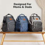 KeaBabies Baby Diaper Bag Backpack - Large Baby Bag for Boys, Girls, Waterproof Multi Function Travel Diaper Backpack with Changing Pad, Durable Travel Essentials for Moms and Dads (Trendy Black)