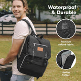 KeaBabies Baby Diaper Bag Backpack with Changing Pad - Waterproof Baby Bag for Mom and Dad, Insulated Bottle Pockets, Durable Toddler, Twin, Boy Girl Diaper Backpack for Travel, Large (Trendy Black)