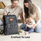 KeaBabies Baby Diaper Bag Backpack with Changing Pad - Waterproof Baby Bag for Mom and Dad, Insulated Bottle Pockets, Durable Toddler, Twin, Boy Girl Diaper Backpack for Travel, Large (Trendy Black)