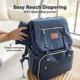 KeaBabies Baby Diaper Bag Backpack with Changing Pad - Waterproof Baby Bag for Mom and Dad, Insulated Bottle Pockets, Durable Toddler, Twin, Boy Girl Diaper Backpack for Travel, Large (Trendy Black)