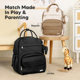 KeaBabies Diaper Bag Backpack - Multifunctional Travel Diaper Back Packs, Maternity Baby Changing Bags, Compact 18L Capacity, PU Leather, Waterproof, Unisex, Nappy Changing Pad (Trendy Black)