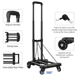 KEDSUM Folding Luggage Cart for Travel & Airport, 290lbs Foldable Hand Truck with Expandable Baseplate, Lightweight Portable Dolly 4 Wheels, Collapsible Small Dolly for Easy Moving & Storage