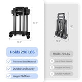 KEDSUM Folding Luggage Cart for Travel & Airport, 290lbs Foldable Hand Truck with Expandable Baseplate, Lightweight Portable Dolly 4 Wheels, Collapsible Small Dolly for Easy Moving & Storage