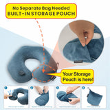 Keemall Inflatable Travel Neck Pillow for Airplane Train Car Washable Pillowcase U Shaped Office Napping Pillow