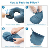 Keemall Inflatable Travel Neck Pillow for Airplane Train Car Washable Pillowcase U Shaped Office Napping Pillow