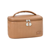 KELINFONG Small Makeup Bag 2024 Pu Leather Waterproof Portable Open Flat Large Capacity Cosmetic Bags with Handle and Zipper Travel Toiletry Containers Makeup Bags Teen Girl Gifts Trendy Stuff