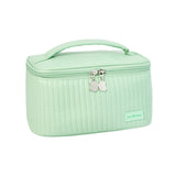 KELINFONG Small Makeup Bag 2024 Pu Leather Waterproof Portable Open Flat Large Capacity Cosmetic Bags with Handle and Zipper Travel Toiletry Containers Makeup Bags Teen Girl Gifts Trendy Stuff