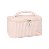 KELINFONG Small Makeup Bag 2024 Pu Leather Waterproof Portable Open Flat Large Capacity Cosmetic Bags with Handle and Zipper Travel Toiletry Containers Makeup Bags Teen Girl Gifts Trendy Stuff