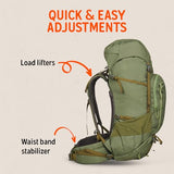 Kelty Asher 65L internal frame backpack - suspension detail